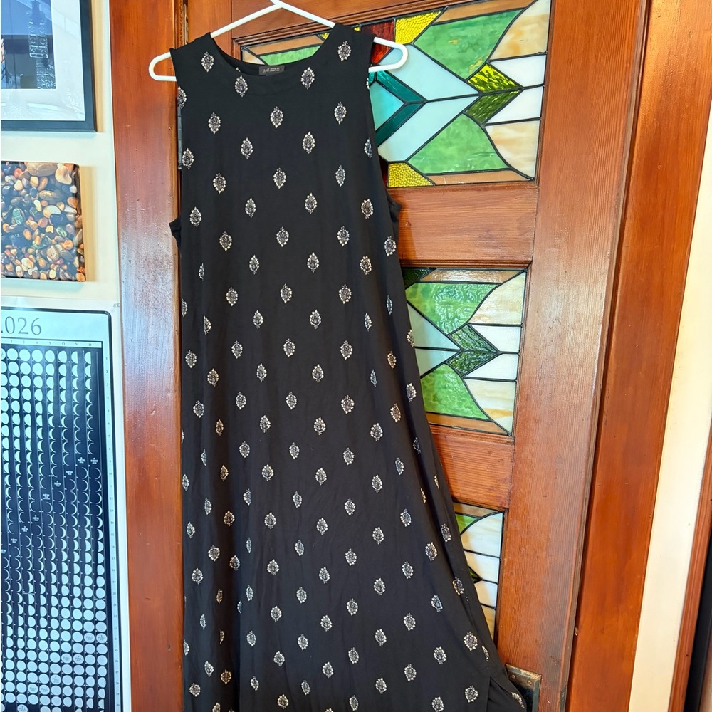 J. Jill tall Large Black Printed Maxi Dress